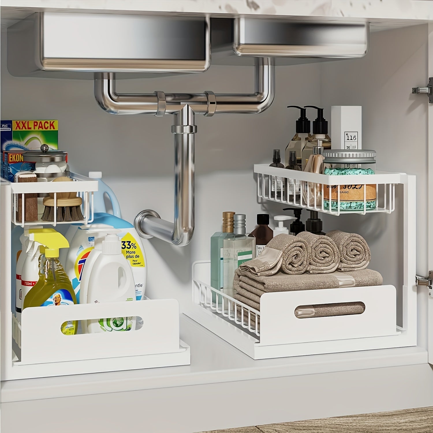 White Not Designed for Design, But Designed for Life: Heavy-Duty Metal Frame Holds 50 lbs, Honeycomb Grid Prevents Water Accumulation, Non-Slip Upgraded Suction Cups for Stable Multi-Scenario Storage