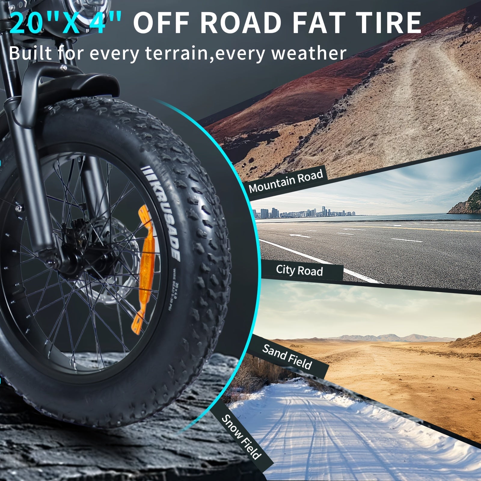 V20 upgraded X80Pro electric bicycle, 750W motor, 20-inch off-road tires, 55-65 km range, 48V 12Ah removable lithium battery, front and rear hydraulic disc brakes + 7-speed gear, intelligent anti-theft + digital display screen, beach/snow dual-use