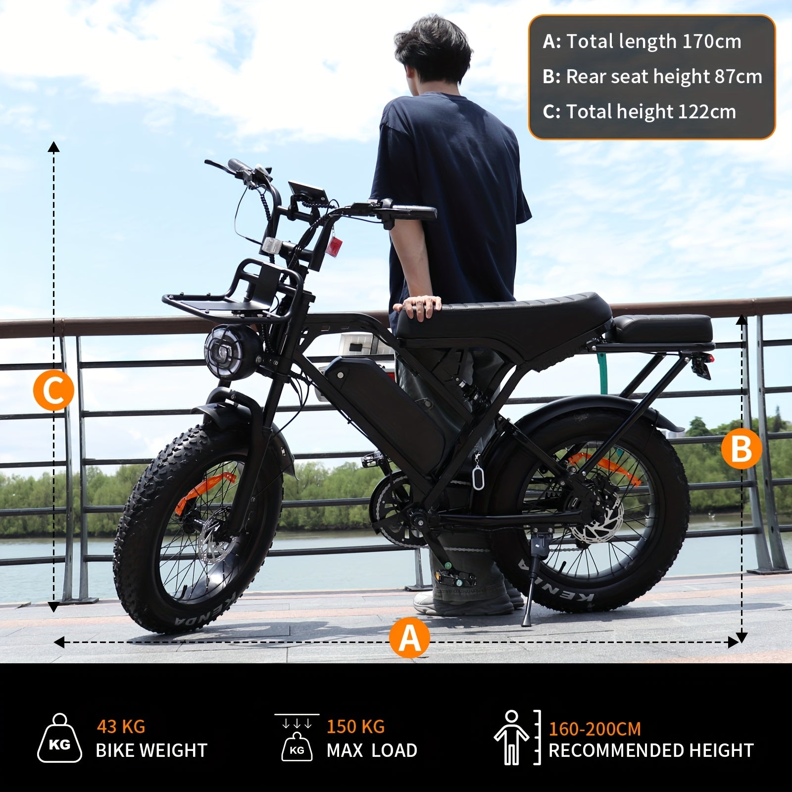 V20 upgraded X80Pro electric bicycle, 750W motor, 20-inch off-road tires, 55-65 km range, 48V 12Ah removable lithium battery, front and rear hydraulic disc brakes + 7-speed gear, intelligent anti-theft + digital display screen, beach/snow dual-use
