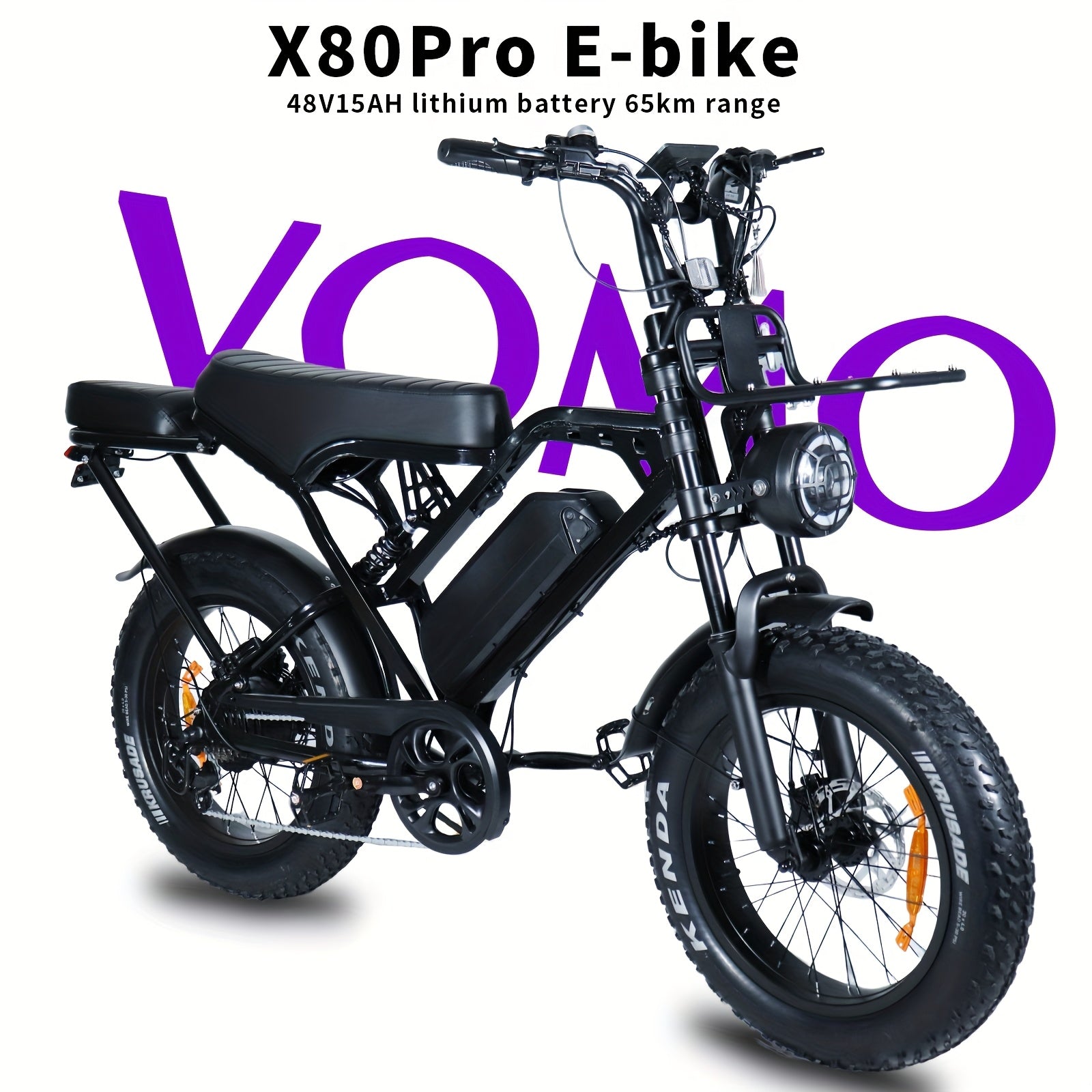 V20 upgraded X80Pro electric bicycle, 750W motor, 20-inch off-road tires, 55-65 km range, 48V 12Ah removable lithium battery, front and rear hydraulic disc brakes + 7-speed gear, intelligent anti-theft + digital display screen, beach/snow dual-use