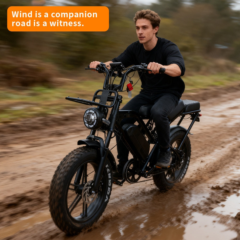 V20 upgraded X80Pro electric bicycle, 750W motor, 20-inch off-road tires, 55-65 km range, 48V 12Ah removable lithium battery, front and rear hydraulic disc brakes + 7-speed gear, intelligent anti-theft + digital display screen, beach/snow dual-use