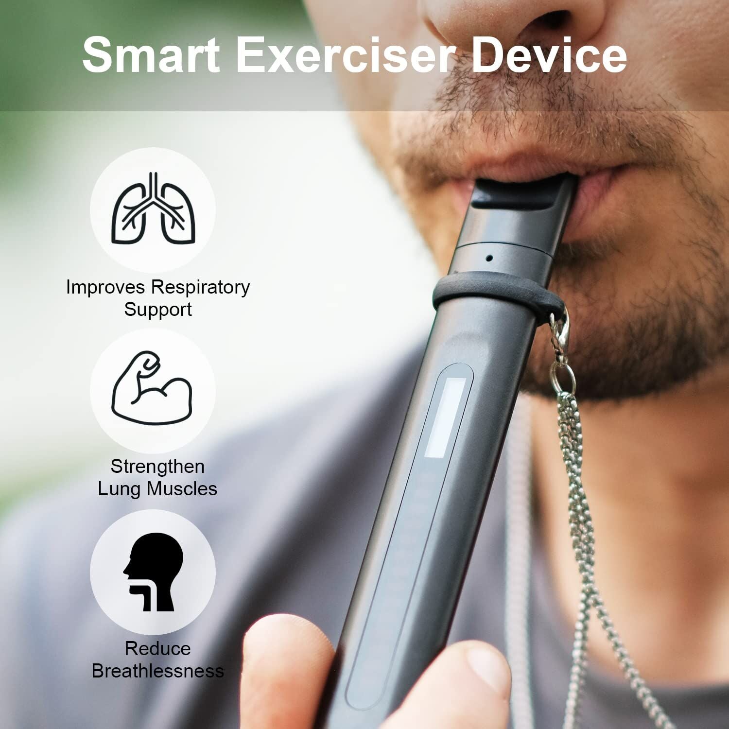 Portable Smart Breathing Trainer β Rechargeable Respiratory Exercise Device with LED Progress Bar | Boost Lung Capacity & Endurance for Athletes, Runners & Fitness Enthusiasts