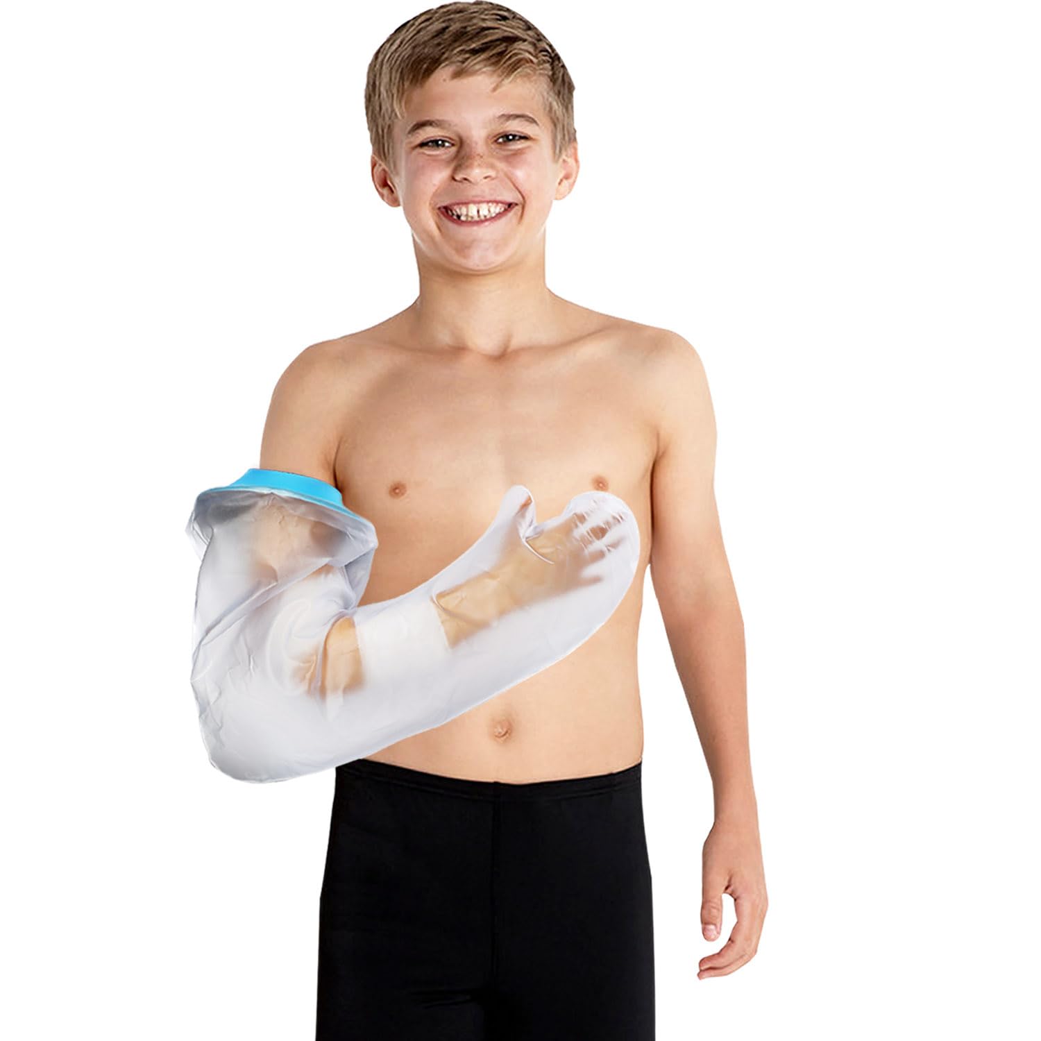 Full Arm Waterproof Shower Sleeve for Kids β Reusable Cast Protector for Hand, Wrist, Elbow & Forearm During Bathing or Water Activities (Blue)
