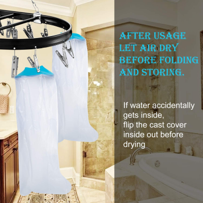 Full Leg Waterproof Shower Sleeve for Kids – Reusable Cast Protector for Foot, Calf, Knee & Thigh During Bathing or Water Activities (Blue)