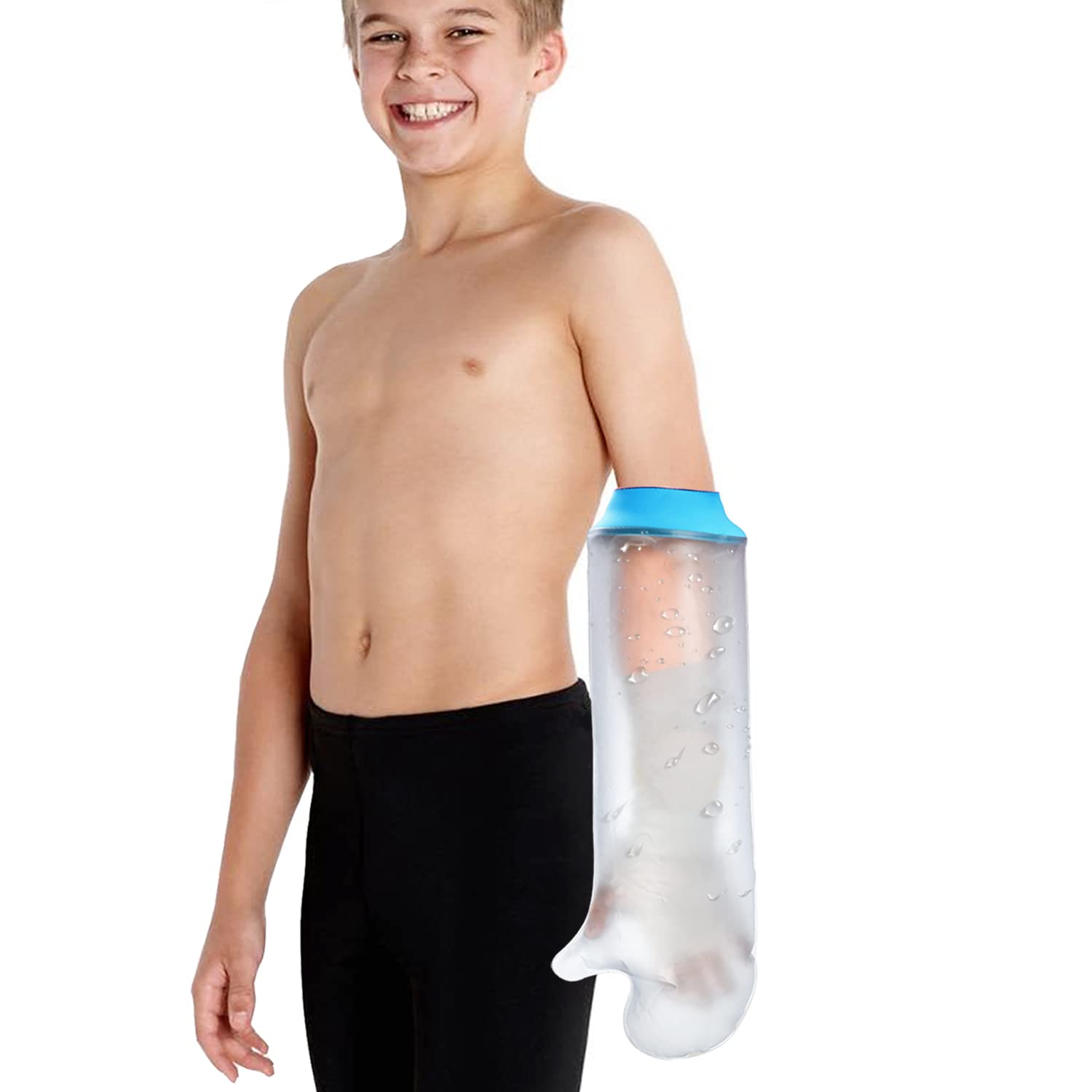 Lower Arm Waterproof Shower Sleeve for Kids – Reusable Cast Protector for Wrist, Forearm & Hand During Bathing or Water Activities (Blue)