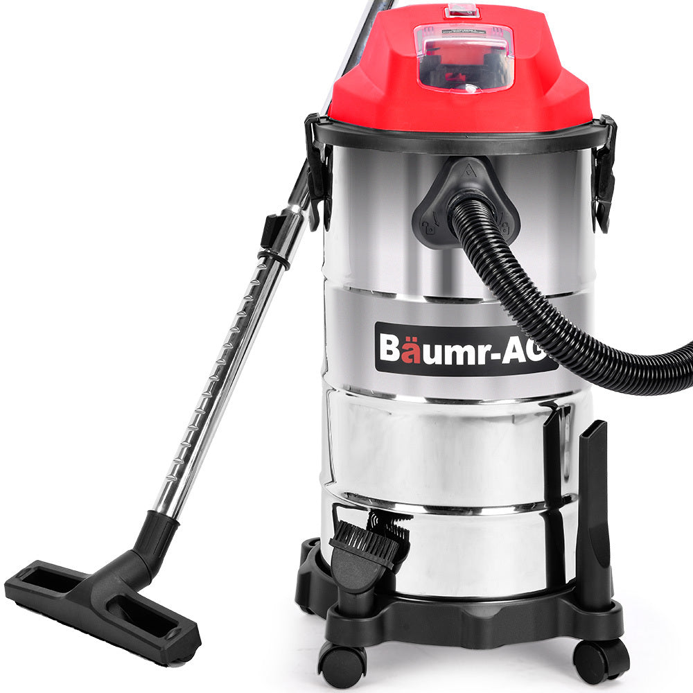 BAUMR-AG 30L Cordless Wet & Dry Vacuum Cleaner Kit, with 4Ah battery and Charger, Blower, HEPA Filter, Accessories, Stainless Steel, for Car, Home, Garage
