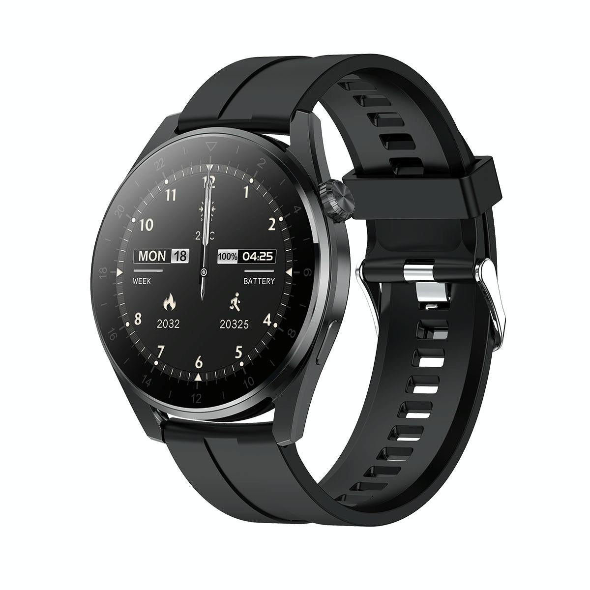 Waterproof Silicone Smartwatch With Colour Display - Black