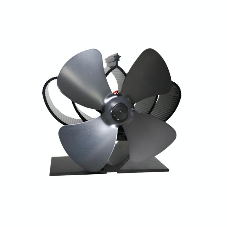 High Temperature 4-blade Heat Powered Stove Fan for Fireplaces - Grey