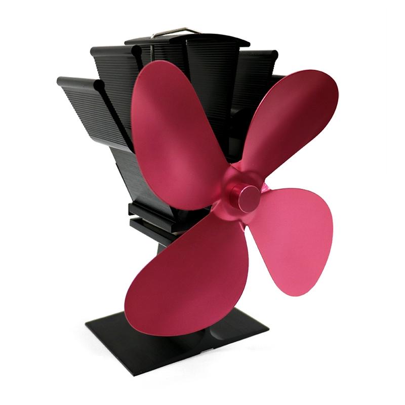 Eco-friendly Heat Powered Stove Fan for Wood / Gas / Pellet Stoves - Rose Red