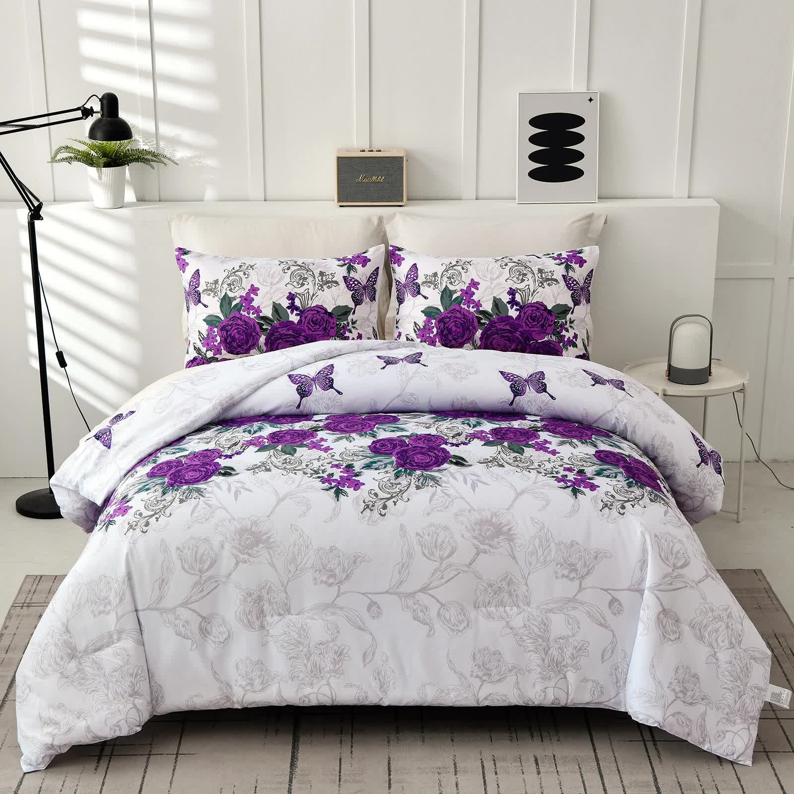 Luxe Loft Purple rose Quilted Comforter & Shams – Trending 3‑Piece Set