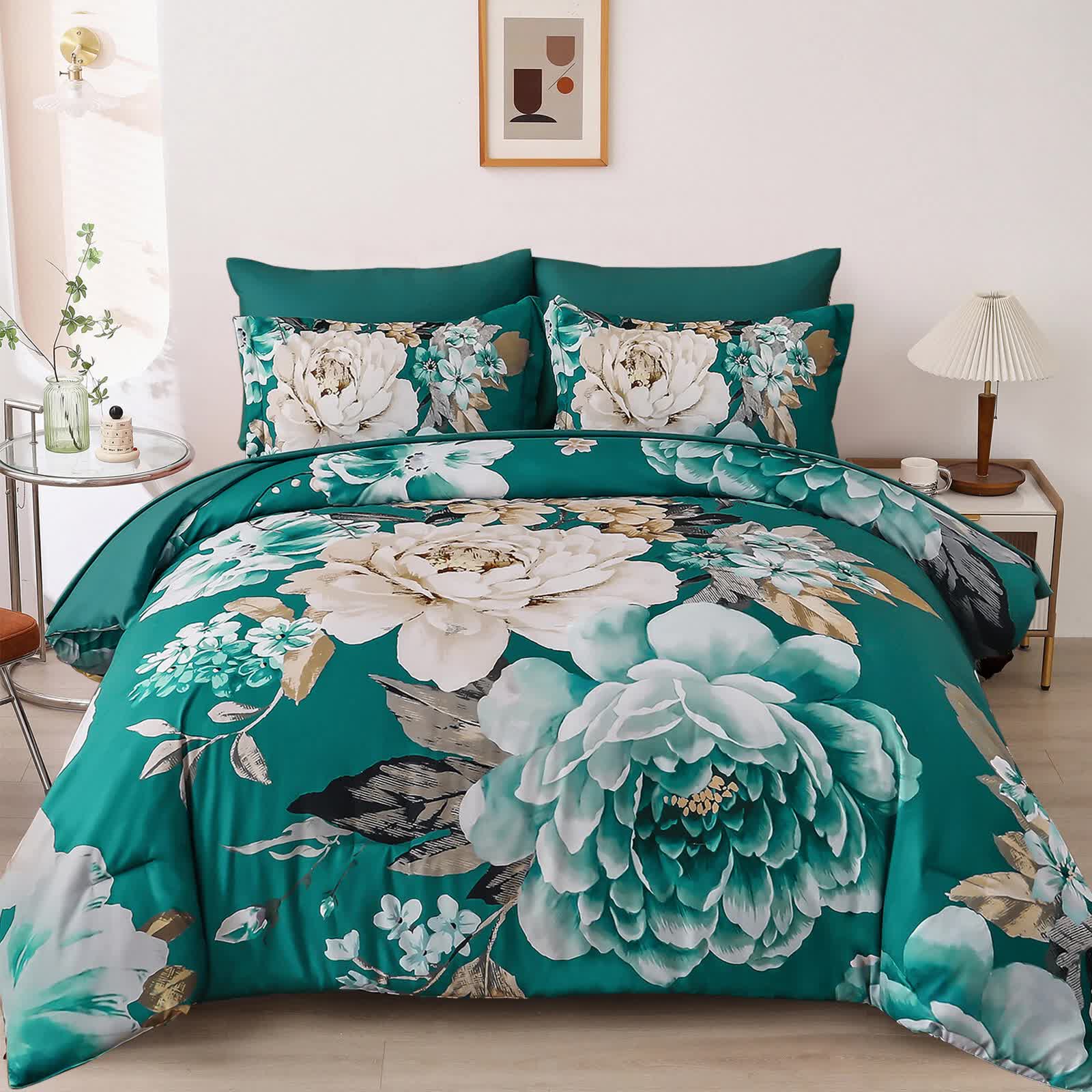 Pure Haven green floral 3‑Piece Comforter Set