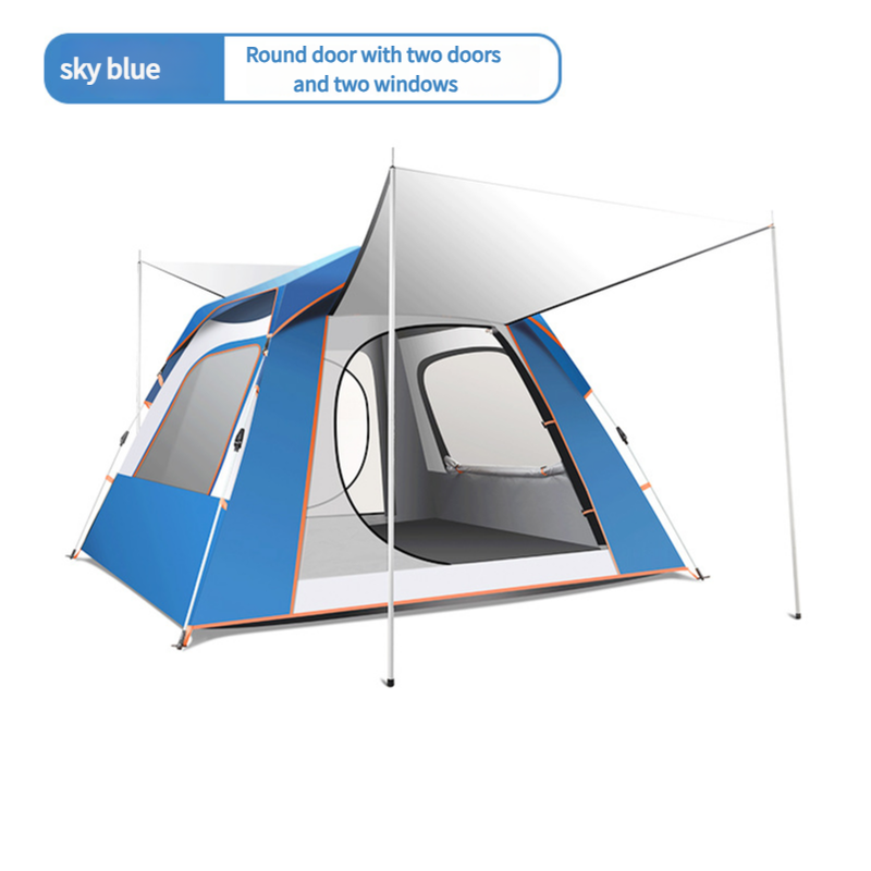 Sky blue Four-sided tent with Sunshade Awning - Large size (240x240x155cm), High-Strength UV Protection and Multi-Coating Waterproof for outdoor excursions