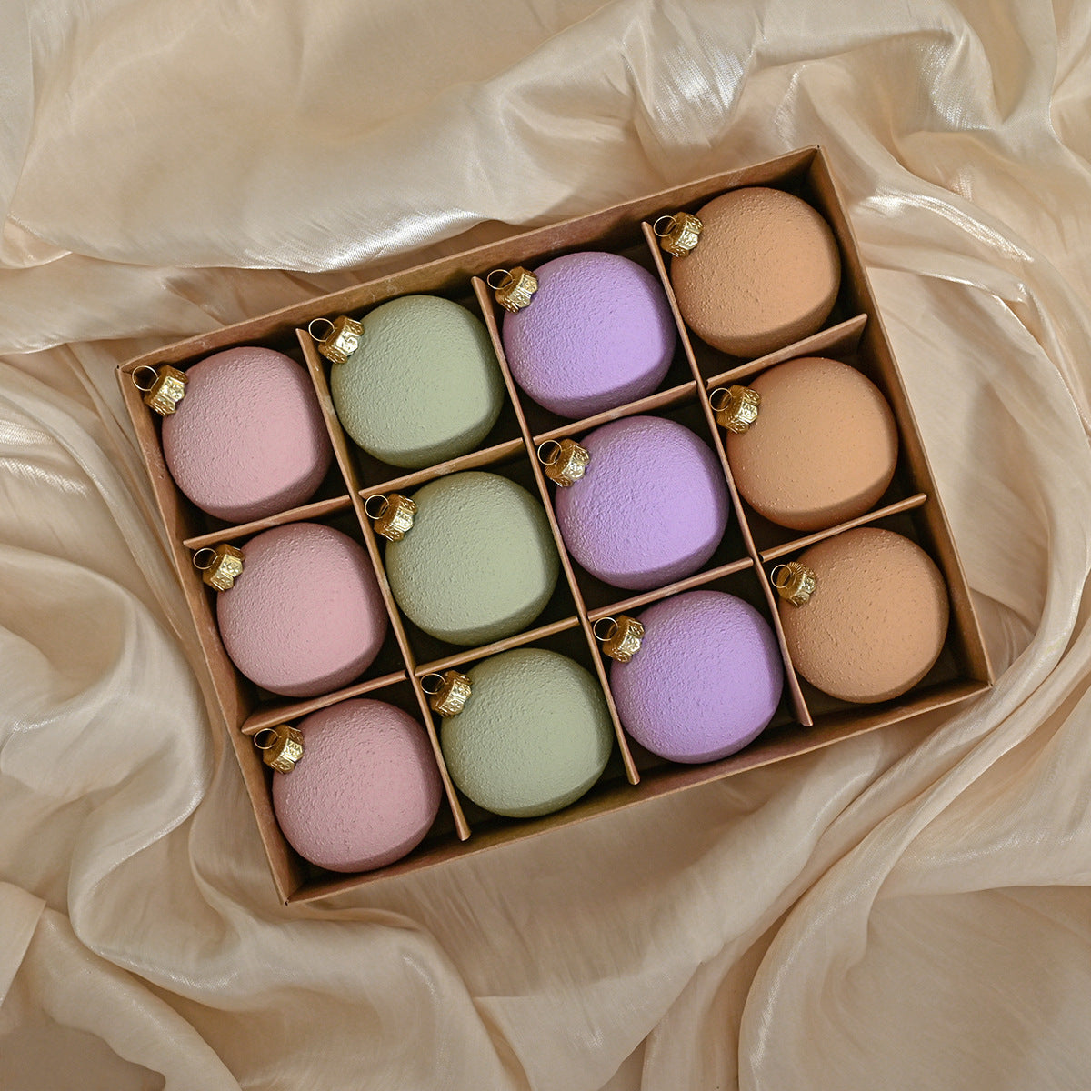 Set of 12 Matte Christmas Ornaments- Pastel Colored Shatterproof Baubles for Holiday Decor (6 cm)