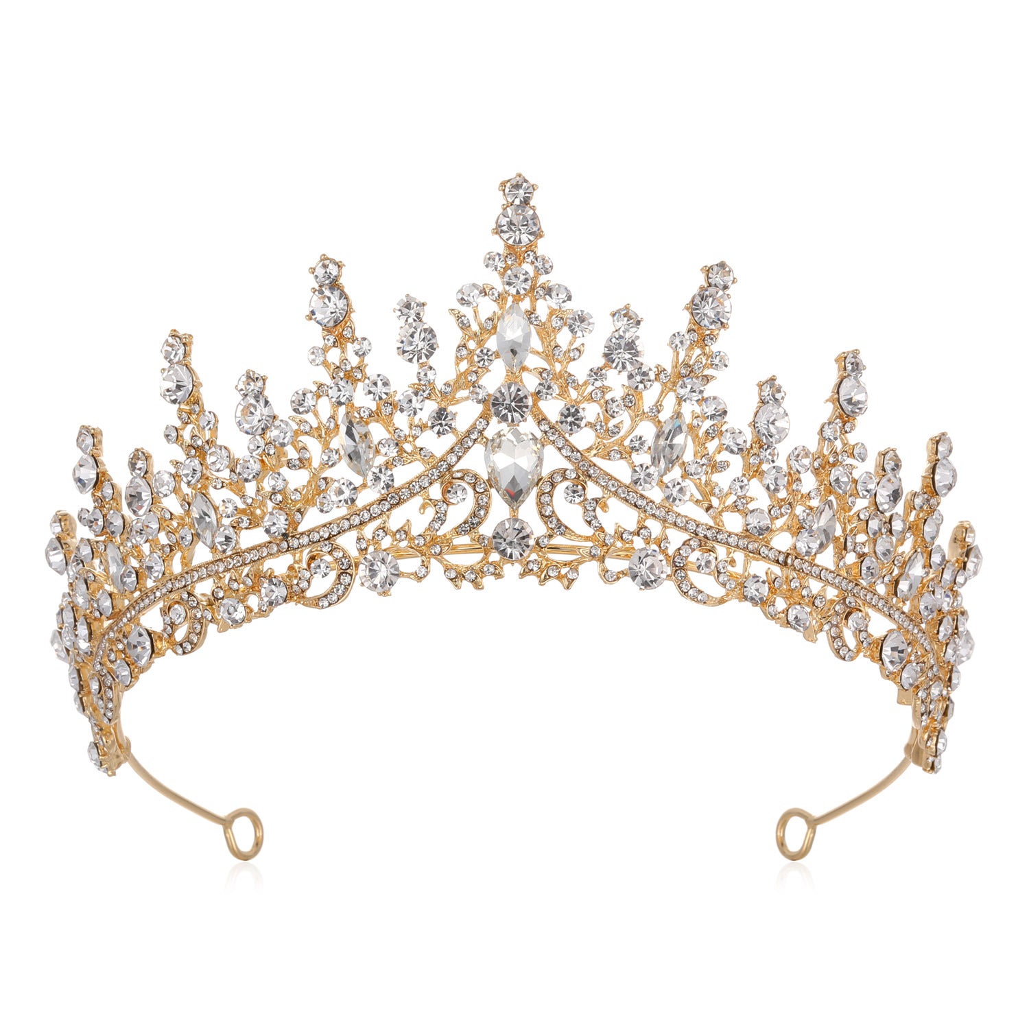 Luxury Full Rhinestone Bridal Tiara - Elegant Alloy Crown Hairband with 3A Grade Crystals Gold