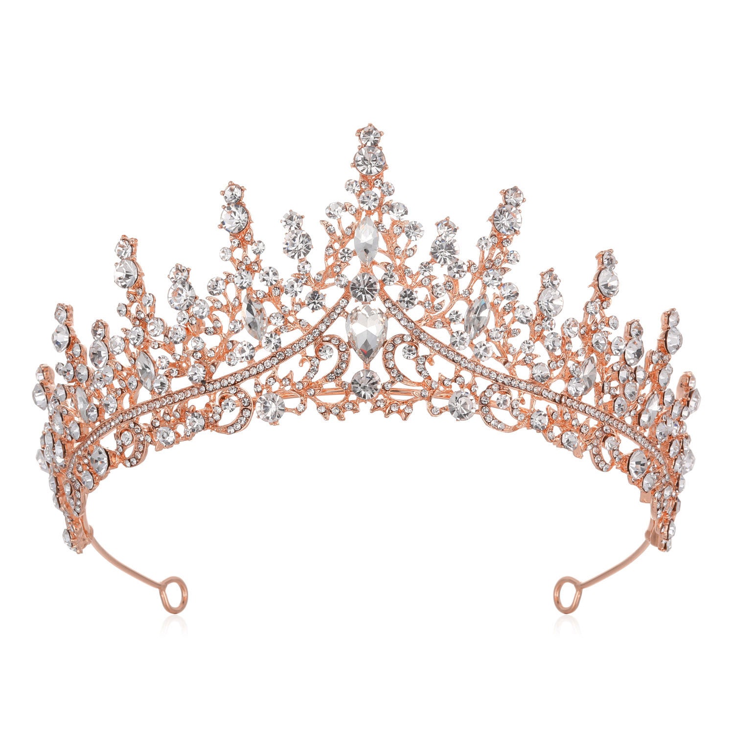 Luxury Full Rhinestone Bridal Tiara - Elegant Alloy Crown Hairband with 3A Grade Crystals Rose Gold