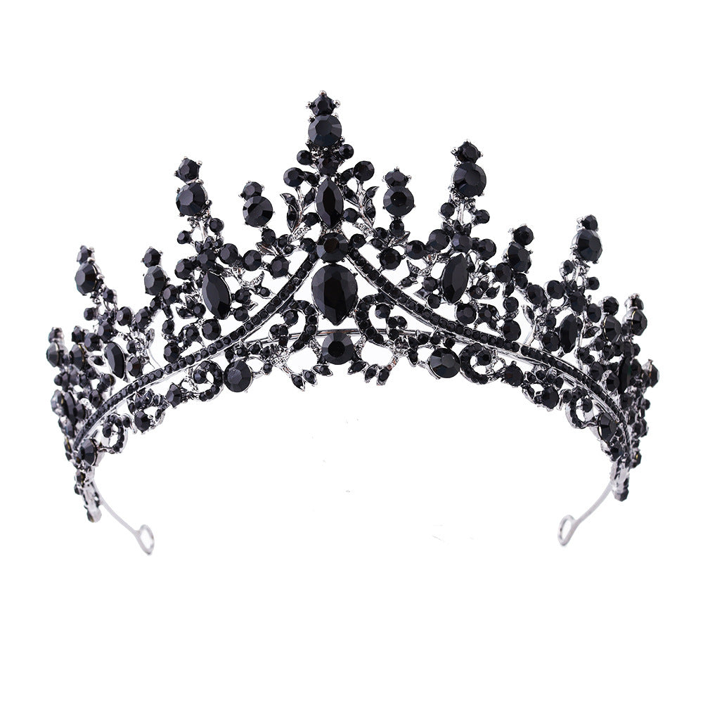 Luxury Full Rhinestone Bridal Tiara - Elegant Alloy Crown Hairband with 3A Grade Crystals Black