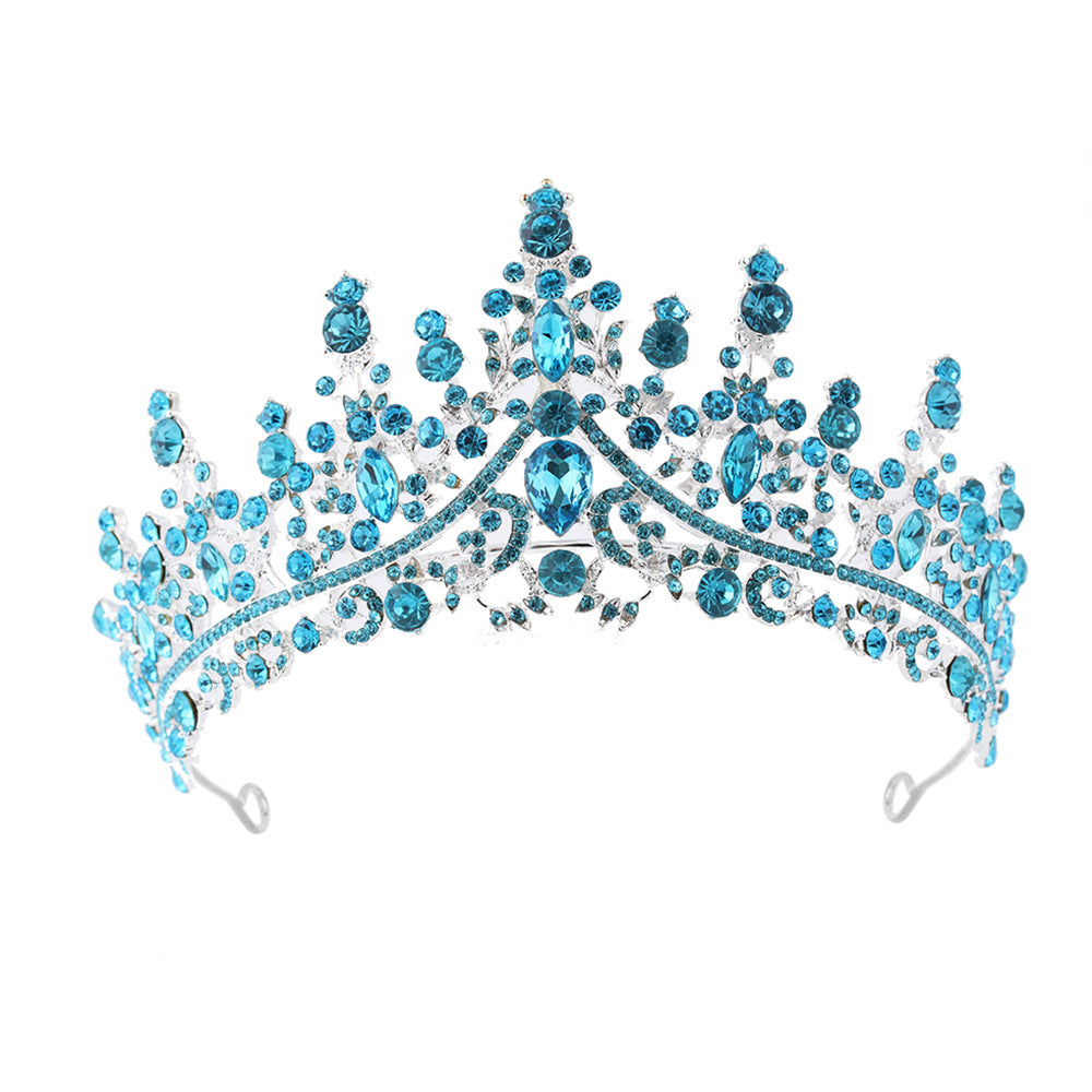 Luxury Full Rhinestone Bridal Tiara - Elegant Alloy Crown Hairband with 3A Grade Crystals Lake Blue