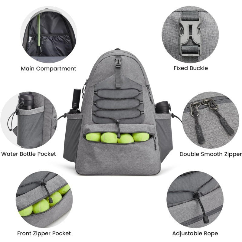 White Lightweight Water Resistant Tennis Backpack - Multi-Pocket Sports Bag for Rackets, Balls & Gear