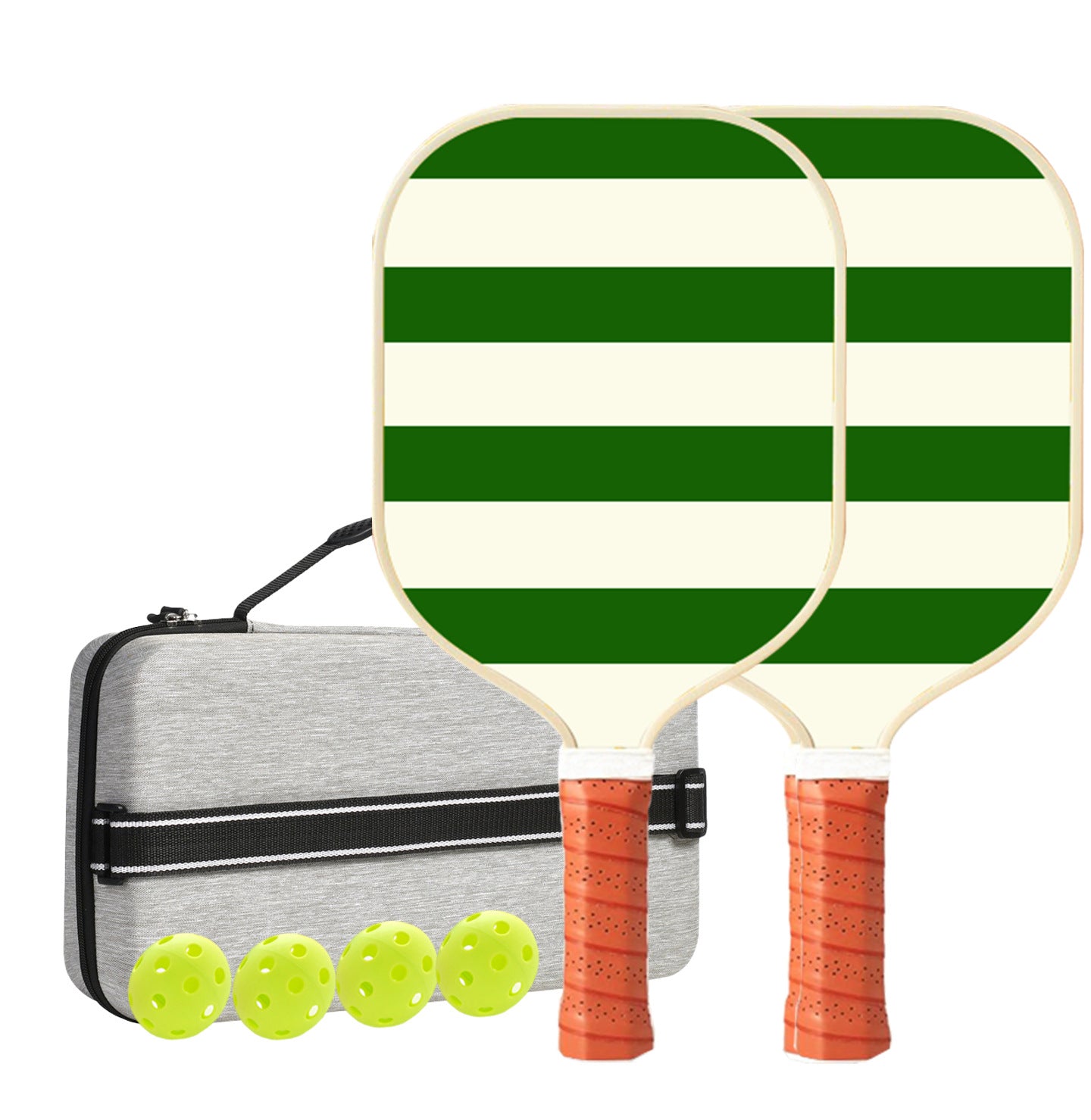 Set 2 White And Green T700 Carbon Fiber Pickleball Paddle Set - 2 Paddles, 4 Balls, and Portable Carry Bag for Adults and Students