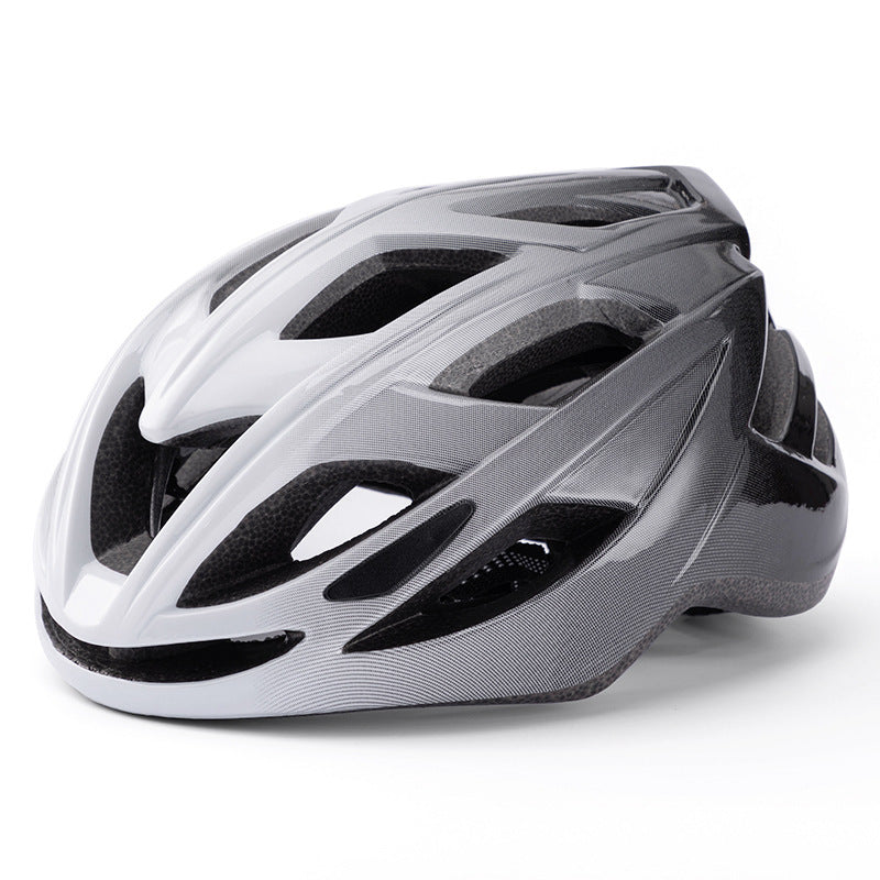 White And Black Gradient Lightweight Adult Bicycle Helmet - Adjustable Fit Road & Mountain Bike Safety Headgear (57-62cm)
