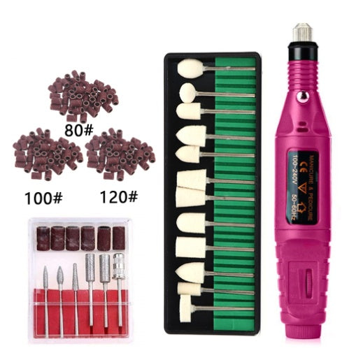 Regular Set With Wool Grinding Needle + Sanding Ring Portable Electric Nail Drill Kit - USB Manicure Pedicure Polishing & Shaping Tool Set
