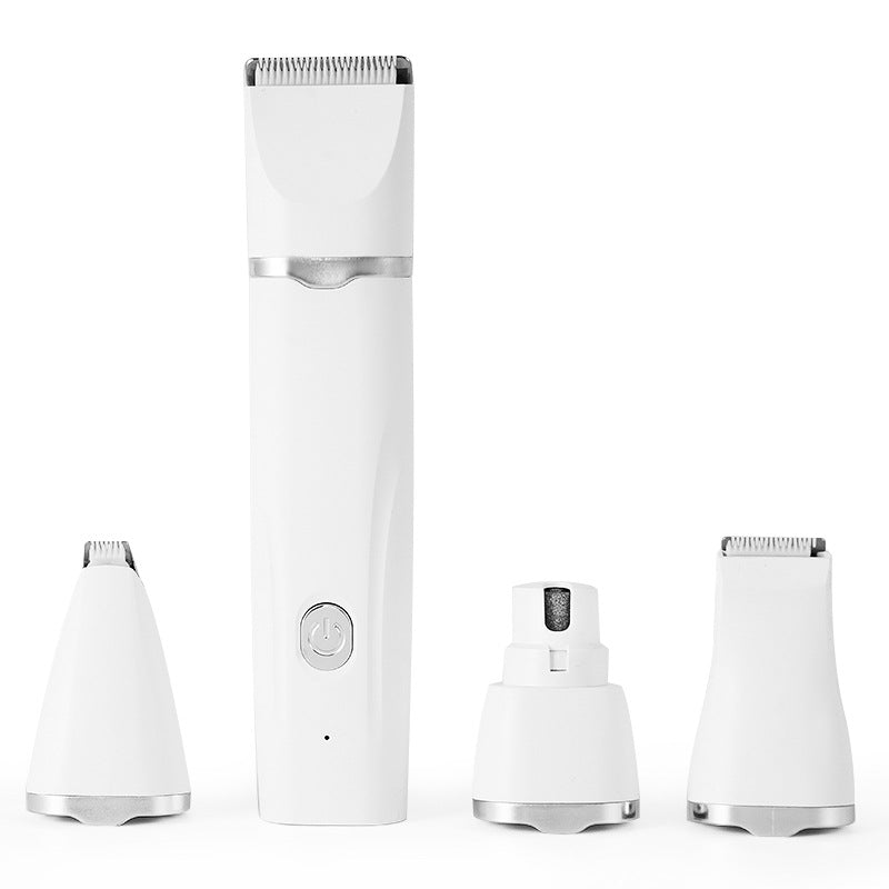 White Professional 4-in-1 Pet Grooming Kit - Low Noise Cordless Clippers, Trimmer & Nail Grinder for Dogs and Cats
