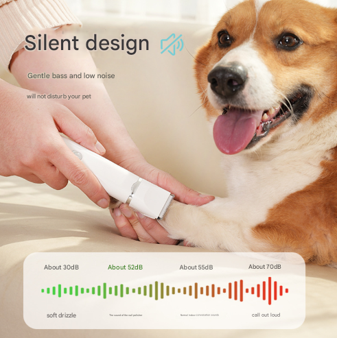 White Professional 4-in-1 Pet Grooming Kit - Low Noise Cordless Clippers, Trimmer & Nail Grinder for Dogs and Cats