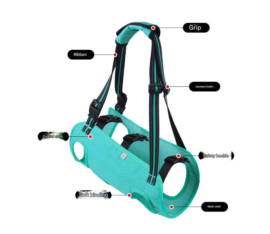 Green Pet Support Harness for Senior and Disabled Dogs - Adjustable Chest and Back Support Leash(Size M)
