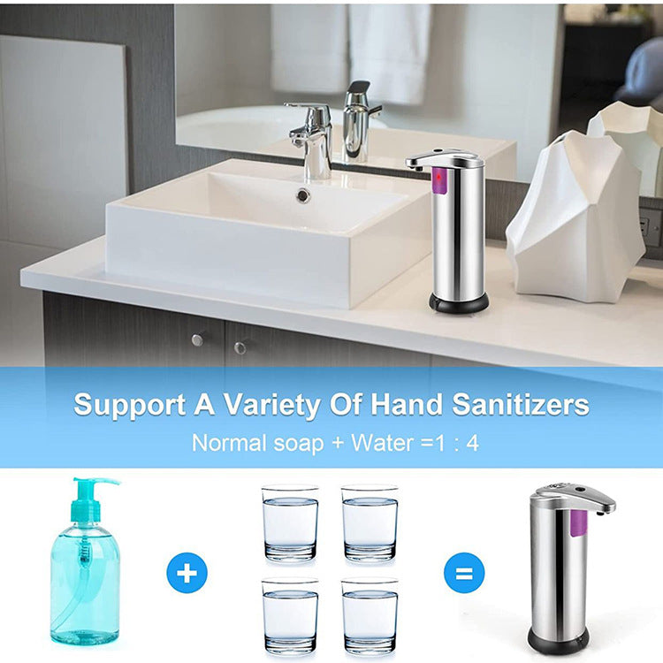 Touchless Automatic Soap Dispenser - Stainless Steel, Adjustable Volume, Infrared Sensor for Kitchen & Bathroom(Silver)