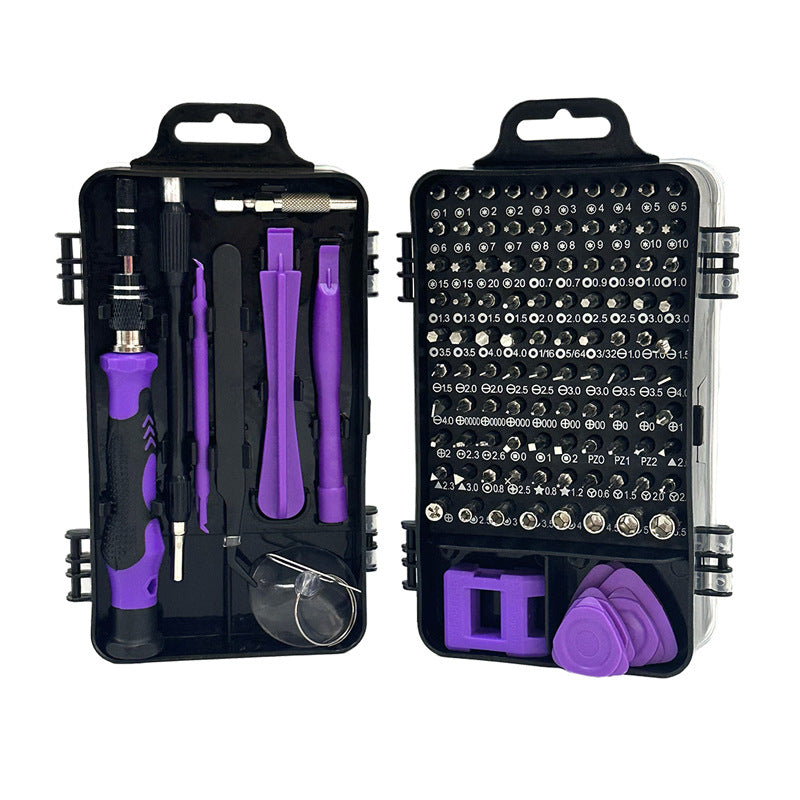 Purple and Black Professional 115-in-1 Precision Screwdriver Set - Magnetic Repair Tool Kit for PC, Laptop, Phone & Electronics