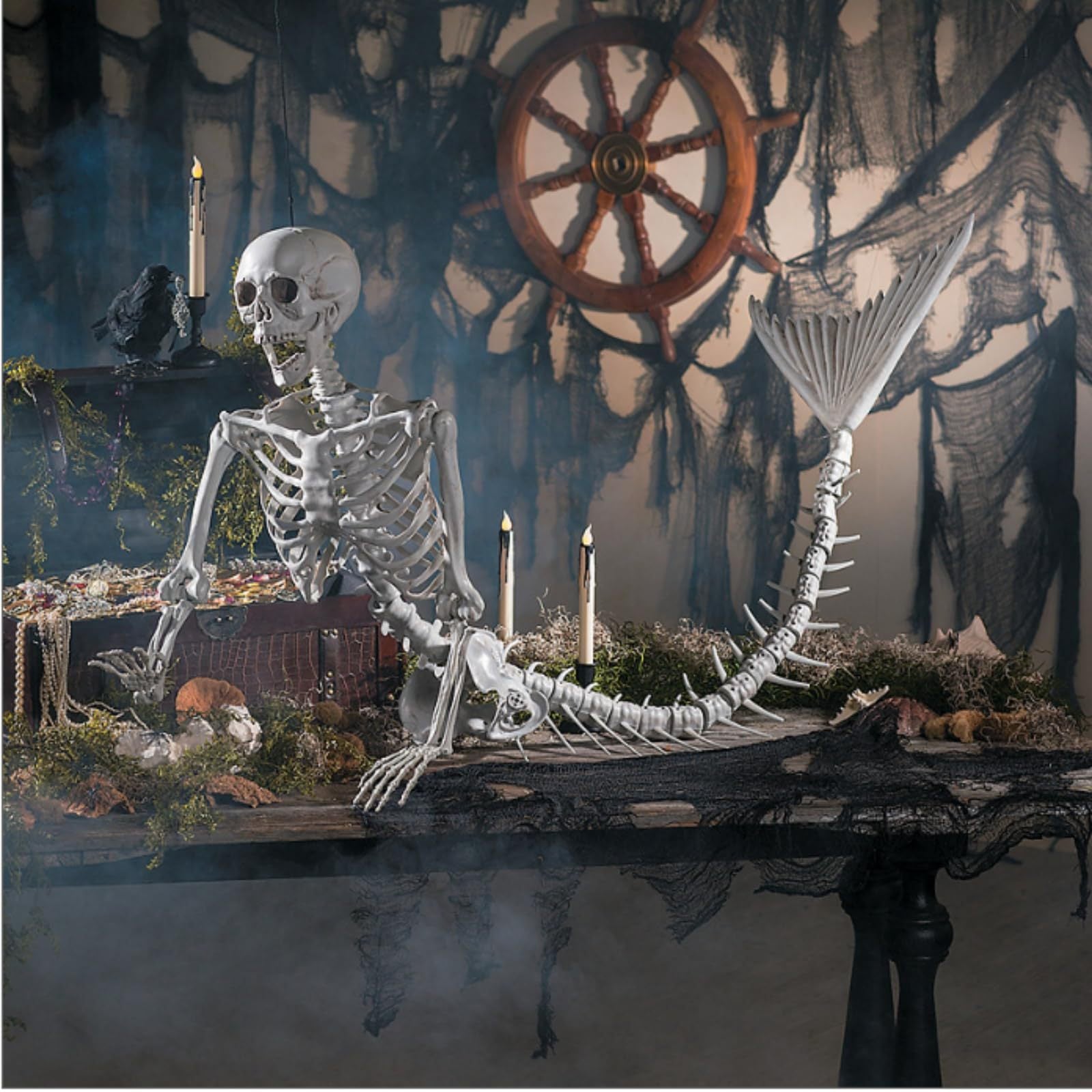 Halloween 31.5 inch Poseable Mermaid Skeleton Prop Haunted Decor