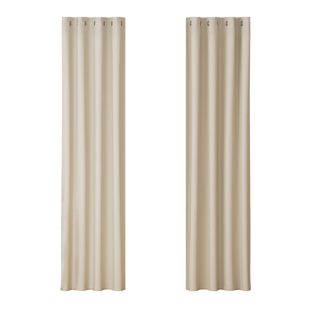 Artiss 2X Blockout Curtains Eyelet 140x230cm Beige, Charcoal, or Black