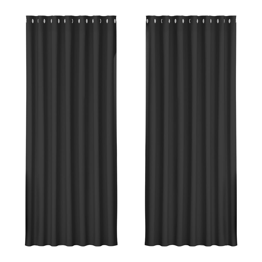 Artiss 2X Blockout Curtains Eyelet 240x230cm Black or Beige
