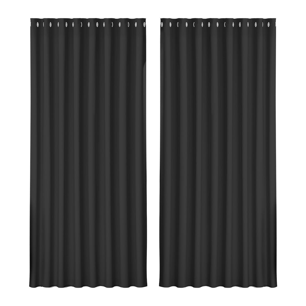 Artiss 2X Blockout Curtains Eyelet 300x230cm Black or Beige