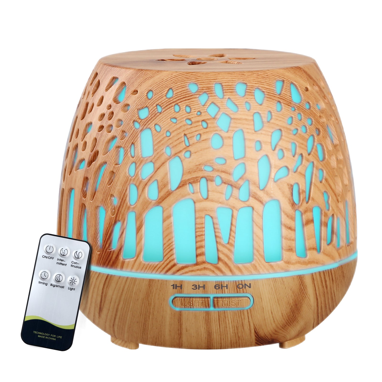 devanti-aroma-diffuser-aromatherapy-humidifier-essential-oil-ultrasonic-cool-mist-wood-grain-remote-control-400ml