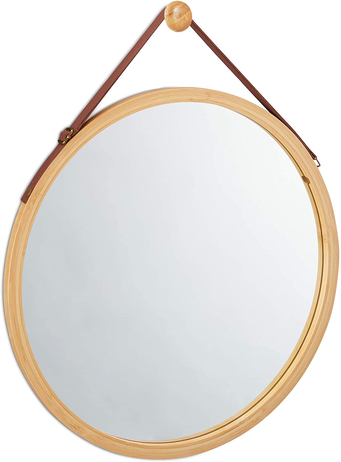 hanging-round-wall-mirror-38-cm-solid-bamboo-frame-and-adjustable-leather-strap-for-bathroom-and-bedroom