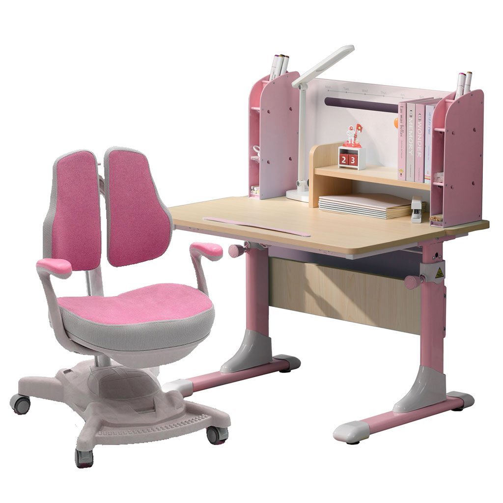 height-adjustable-children-kids-ergonomic-study-desk-chair-set-80cm-pink-au-1