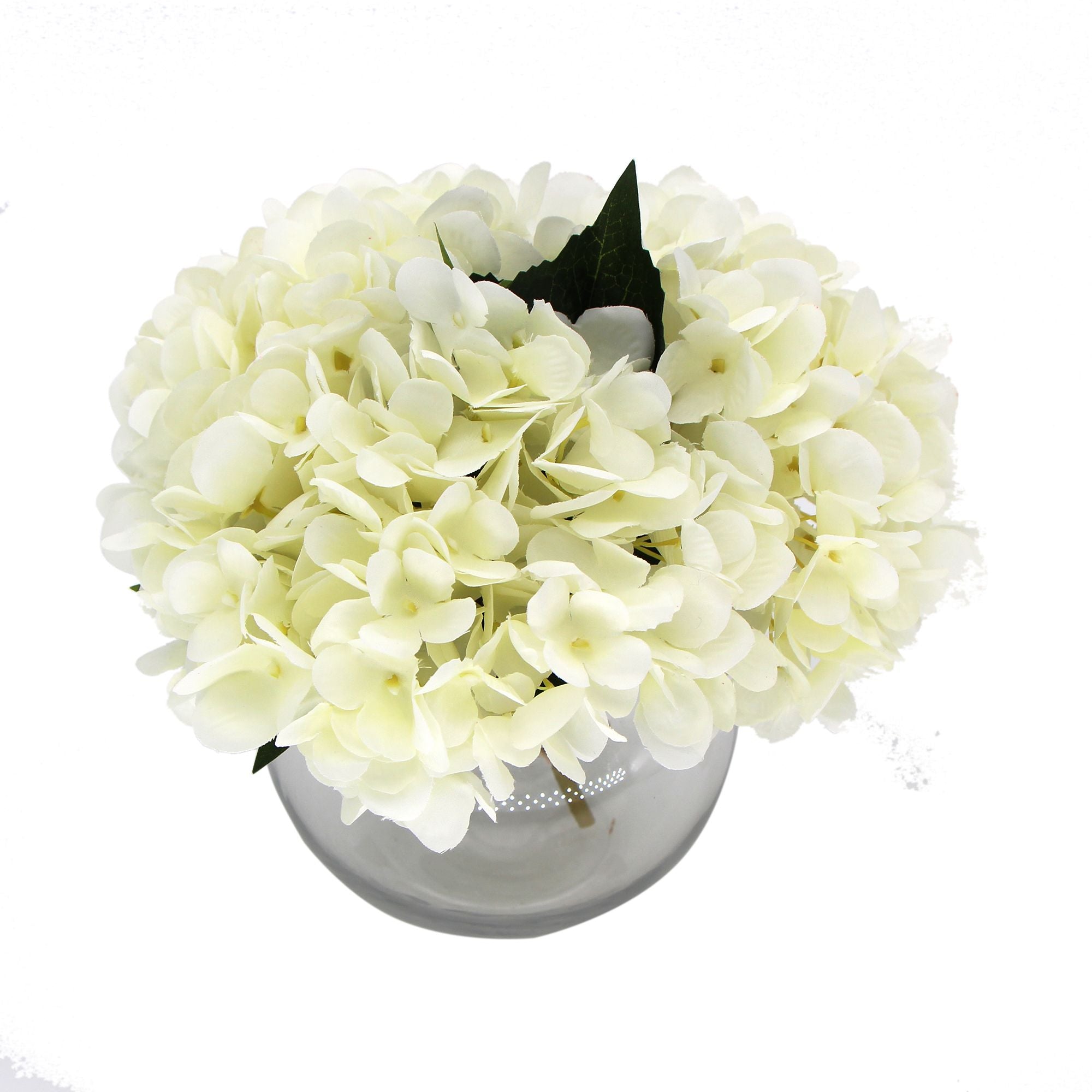 premium-faux-hydrangea-with-glass-vase-artificial-flowering-white-hydrangea-23cm
