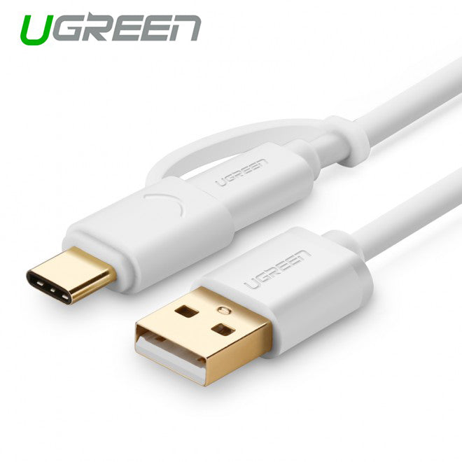 ugreen-usb-2-0-to-type-c-micro-usb-cable-white-1m-30171
