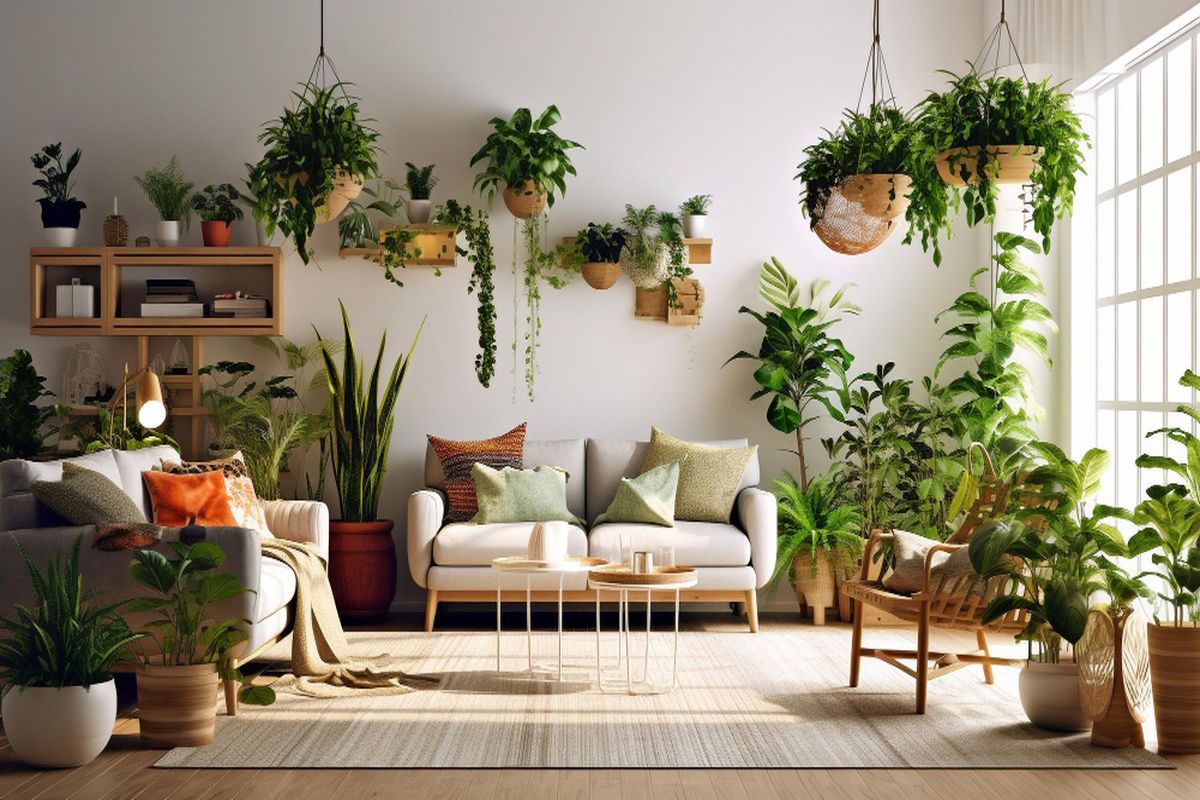 How to arrange plants in the living room