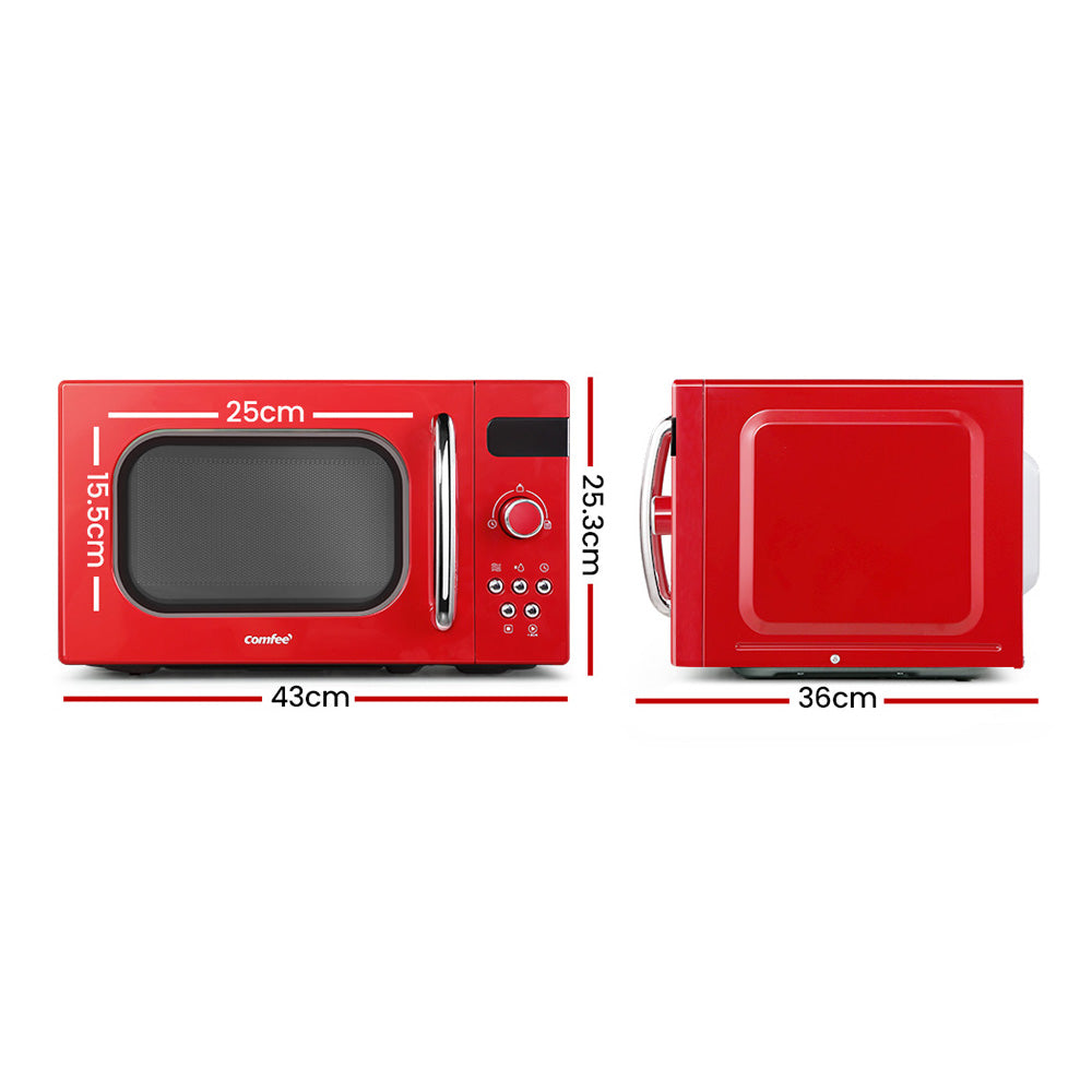 Comfee 20L Microwave Oven 800W Countertop Benchtop Kitchen 8 Cooking Settings RED