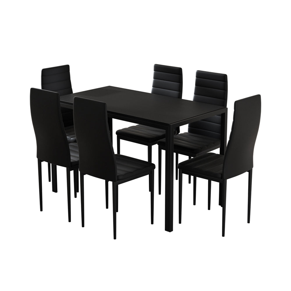 Artiss Dining Chairs and Table Set 6 Chairs Wooden Top Black or White