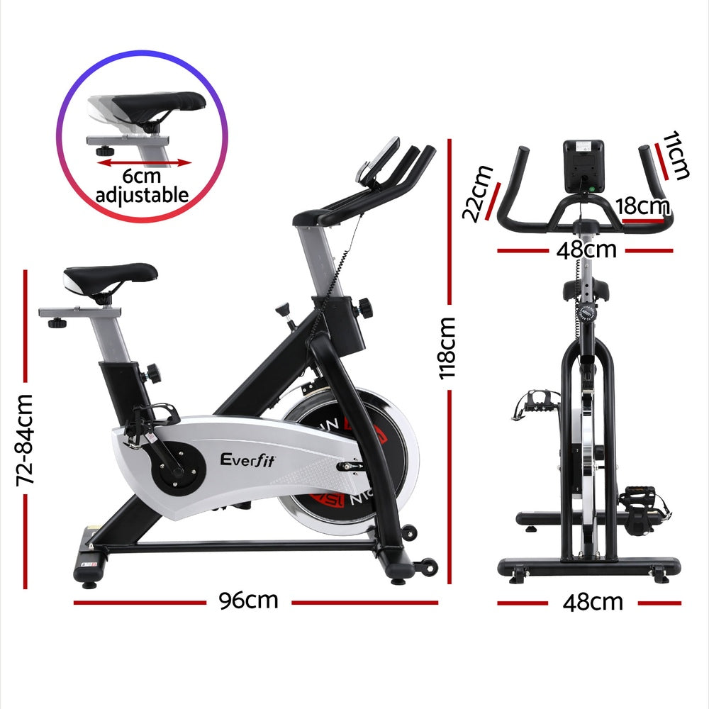 15kg Flywheel Spin Bike Everfit Exercise Bike Home Gym Fitness 120KG Capacity