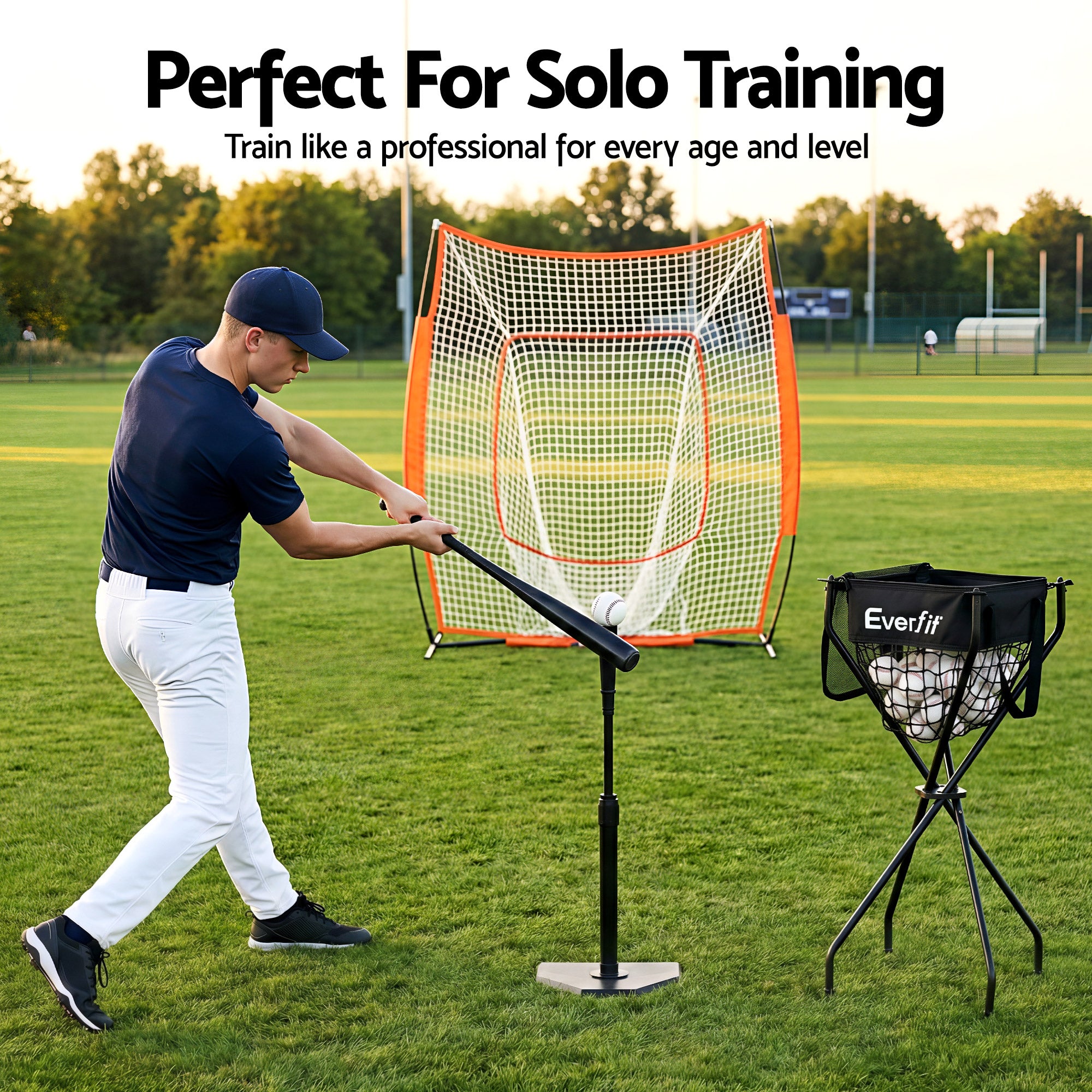 Everfit Portable Ball Cart Foldable Pickleball Tennis Baseball Softball
