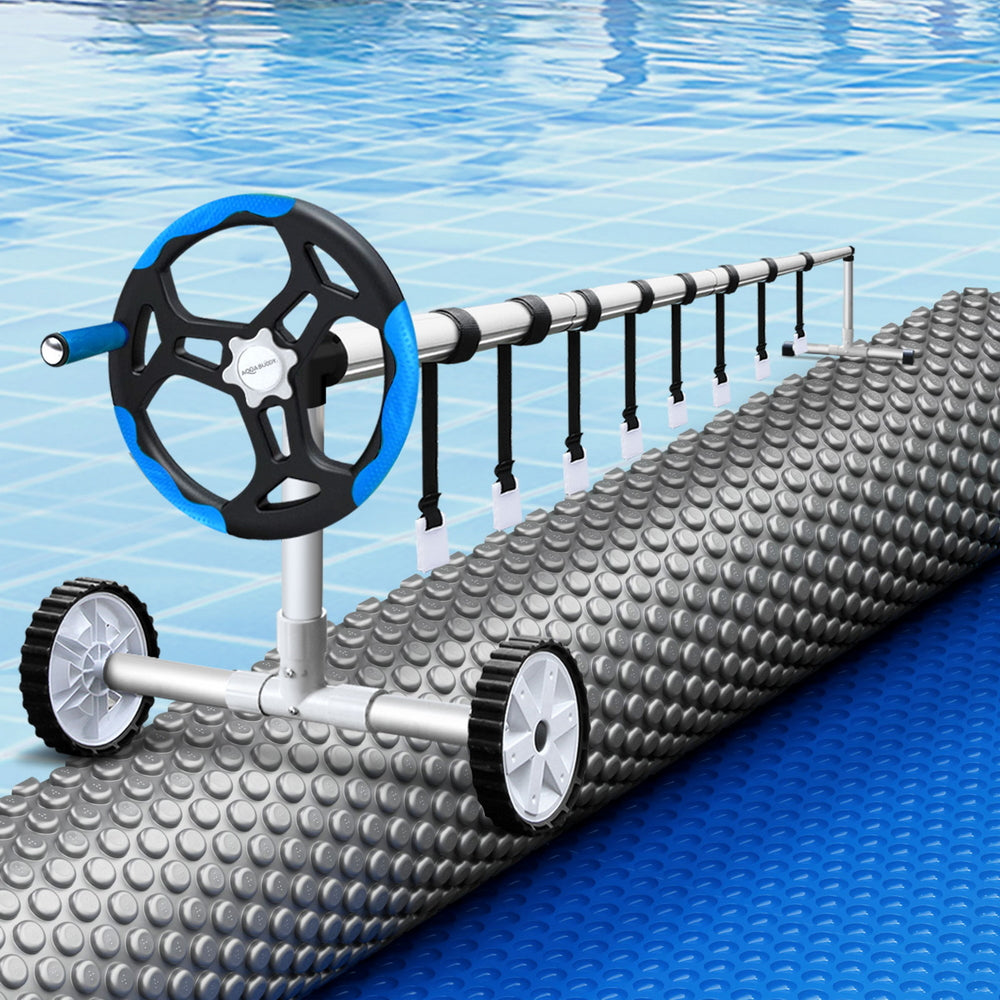 Aqua Buddy Pool Cover 600 Micron Solar Heat Blanket 10.5x4.2m w/ 5.55m Roller Blue