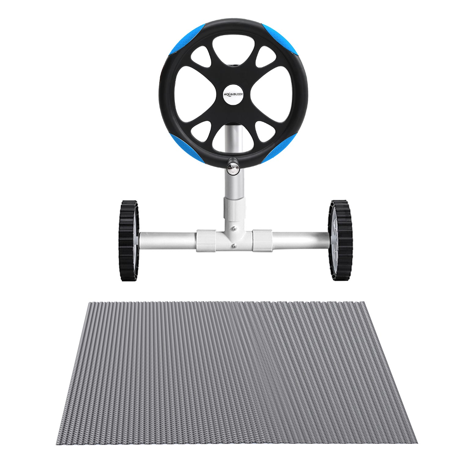 Aqua Buddy Pool Cover 600 Micron Solar Heat Blanket 8x4.2m w/ 5.55m Roller Blue