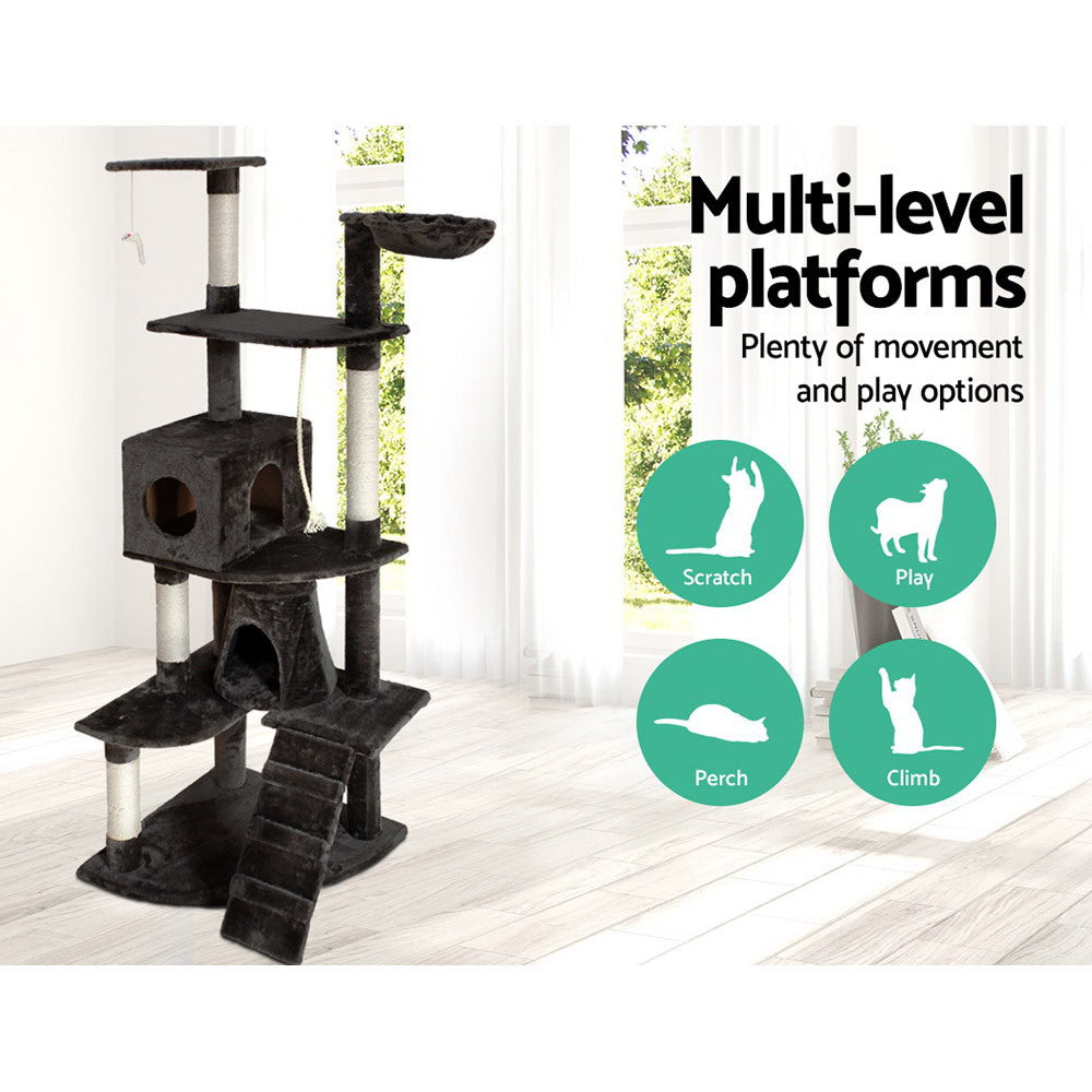 i.Pet Cat Tree 193cm Tower Scratching Post Scratcher Condo House Trees Grey