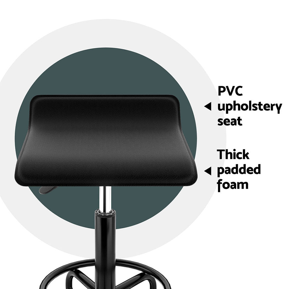 Artiss Salon Stool Swivel Height Adjustable Square Barber Spa Chair PU Black