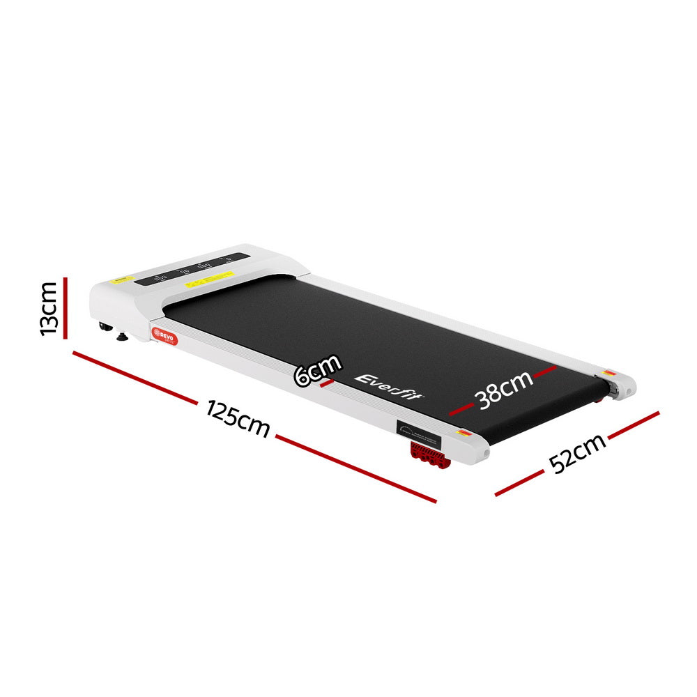 Everfit Treadmill Electric Walking Pad Incline Under Desk Home Gym 380mm White