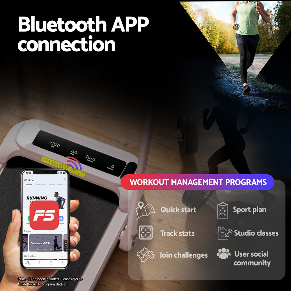 Everfit Treadmill Electric Walking Pad with Incline Foldable for Home Gym Pink